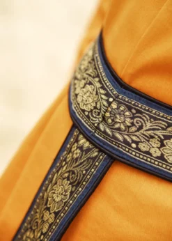 Mittelalter Gürtel, Y-Stoffgürtel mit Bordüre, blau