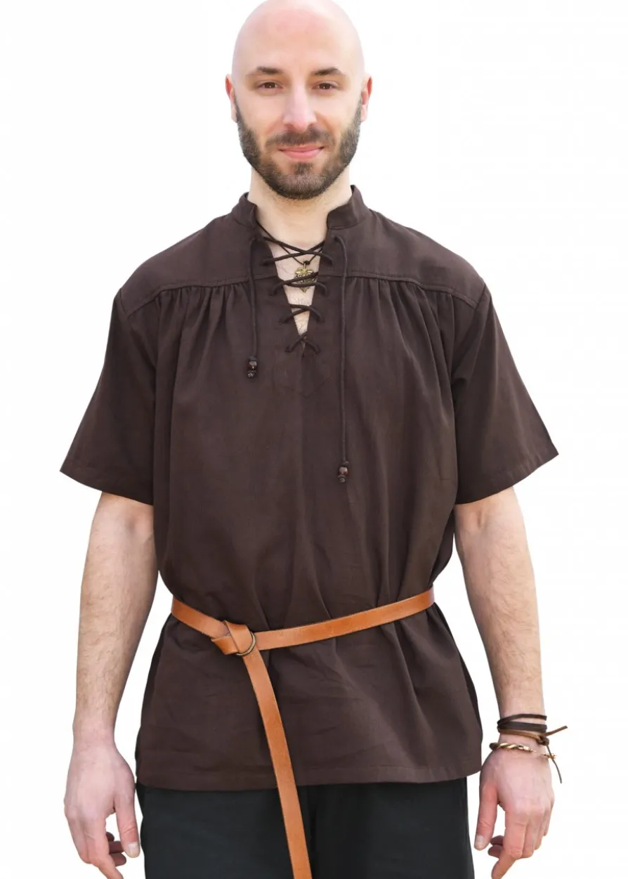 Mittelalter-Hemd, kurzarm, braun
