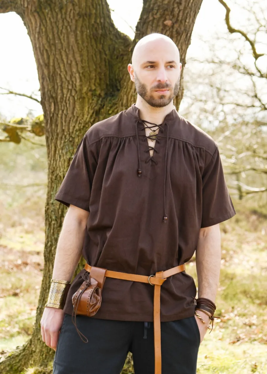 Mittelalter-Hemd, kurzarm, braun