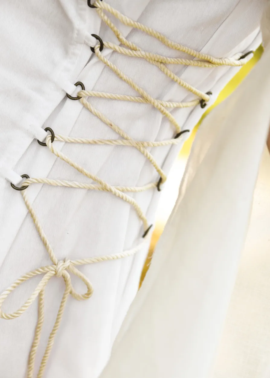 Mittelalter Hochzeitskleid mit Korsage, Brautkleid Fine, weiß/natur