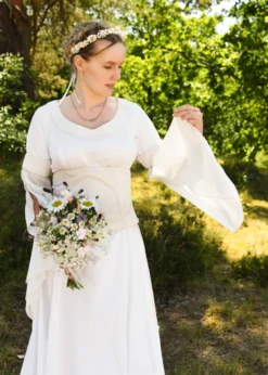 Mittelalter Hochzeitskleid mit Korsage, Brautkleid Fine, weiß/natur