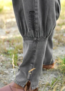 Mittelalter Hose Gorm, Used-Look, schwarz/braun