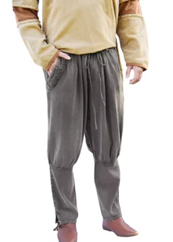 Mittelalter Hose Gorm, Used-Look, schwarz/braun
