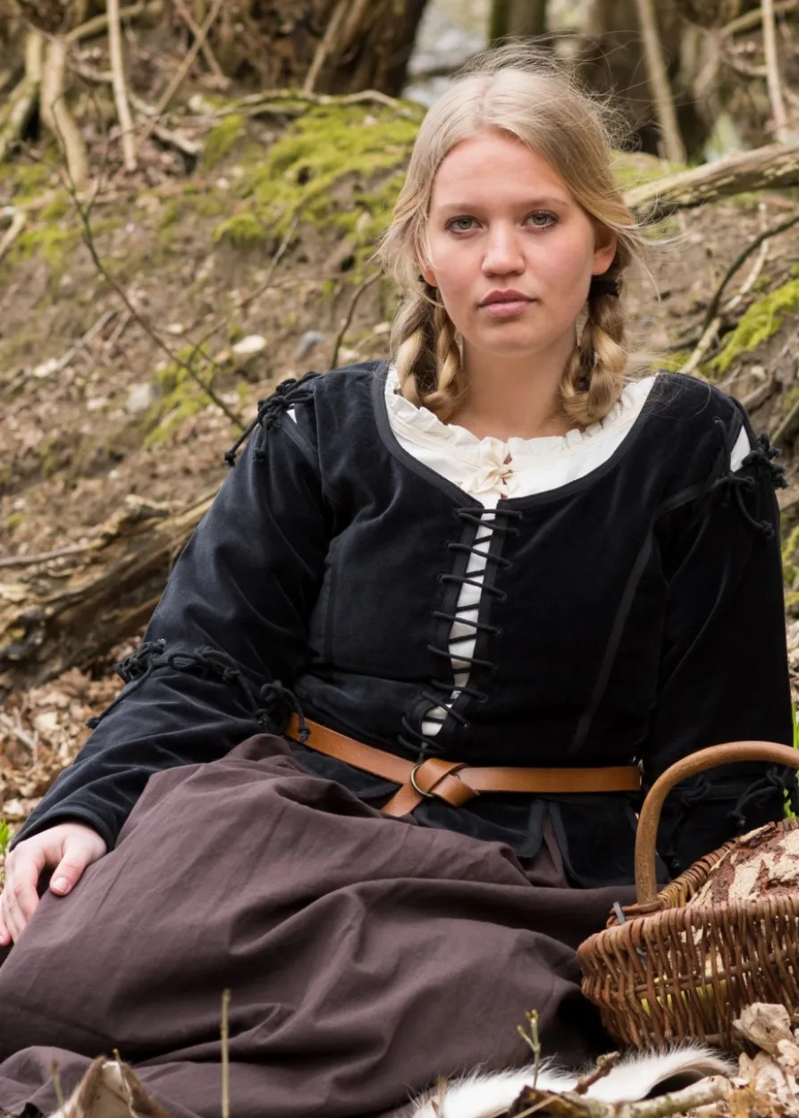 Mittelalter Jacke Griselda aus Samt, schwarz