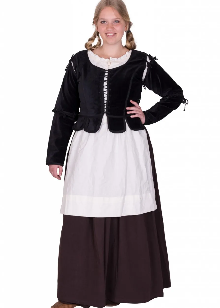 Mittelalter Jacke Griselda aus Samt, schwarz