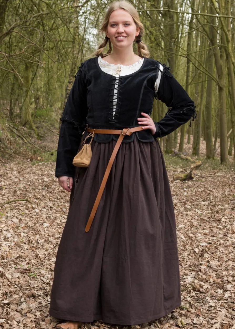 Mittelalter Jacke Griselda aus Samt, schwarz