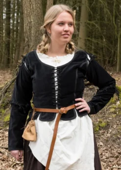 Mittelalter Jacke Griselda aus Samt, schwarz