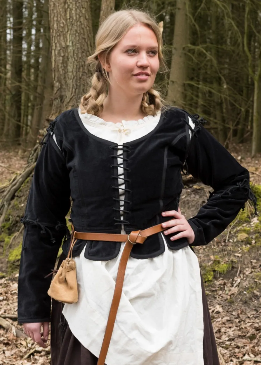 Mittelalter Jacke Griselda aus Samt, schwarz