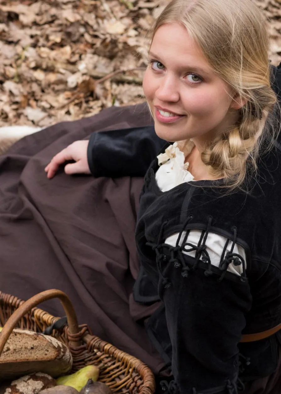 Mittelalter Jacke Griselda aus Samt, schwarz