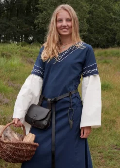 Mittelalterkleid Alvina, blau/natur