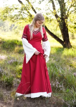 Mittelalterkleid Alvina, rot/natur