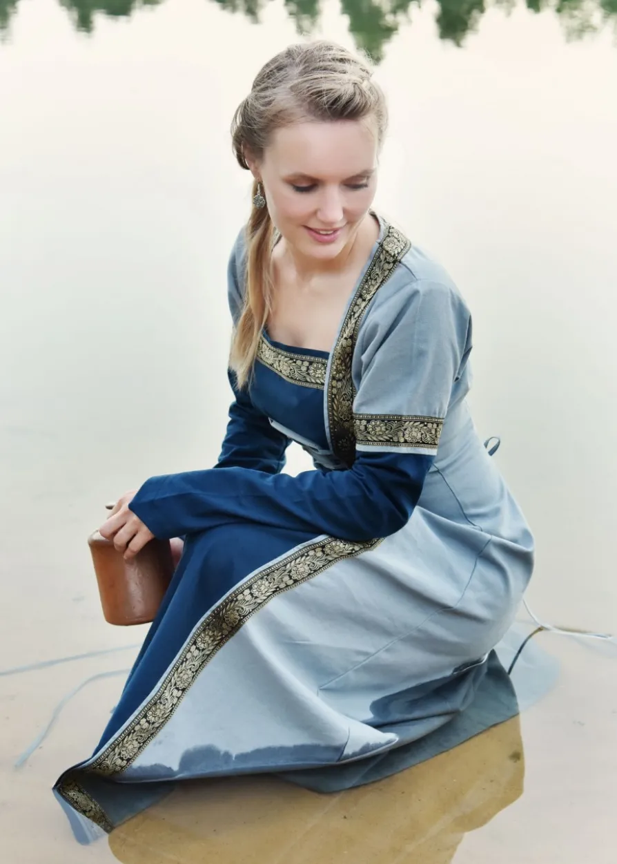 Mittelalterkleid Eleanor, blau/blaugrau