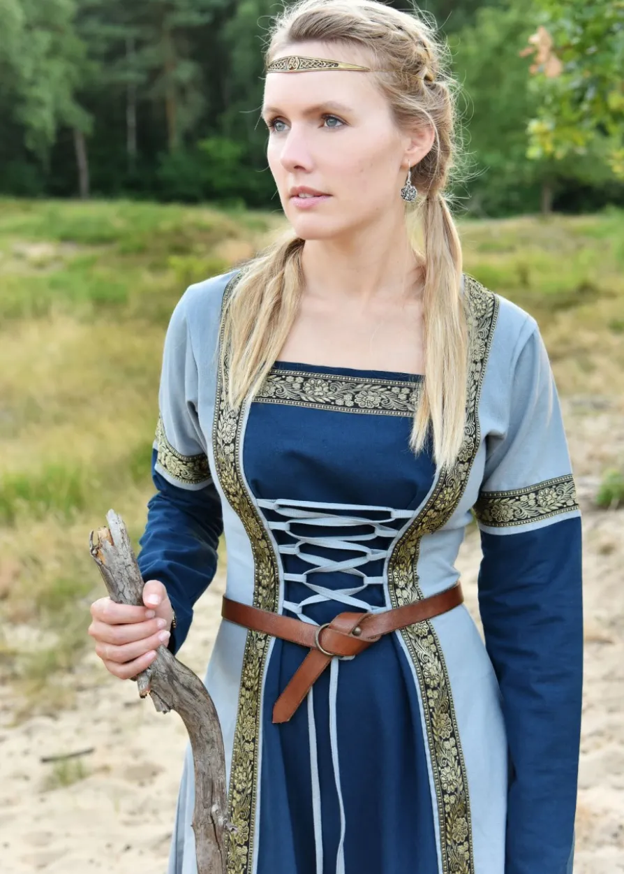 Mittelalterkleid Eleanor, blau/blaugrau