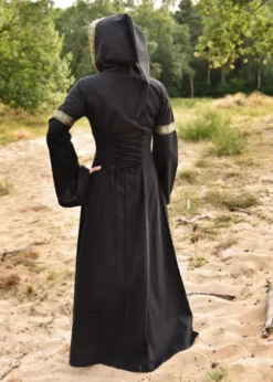 Mittelalterkleid Eleanor mit Kapuze, schwarz