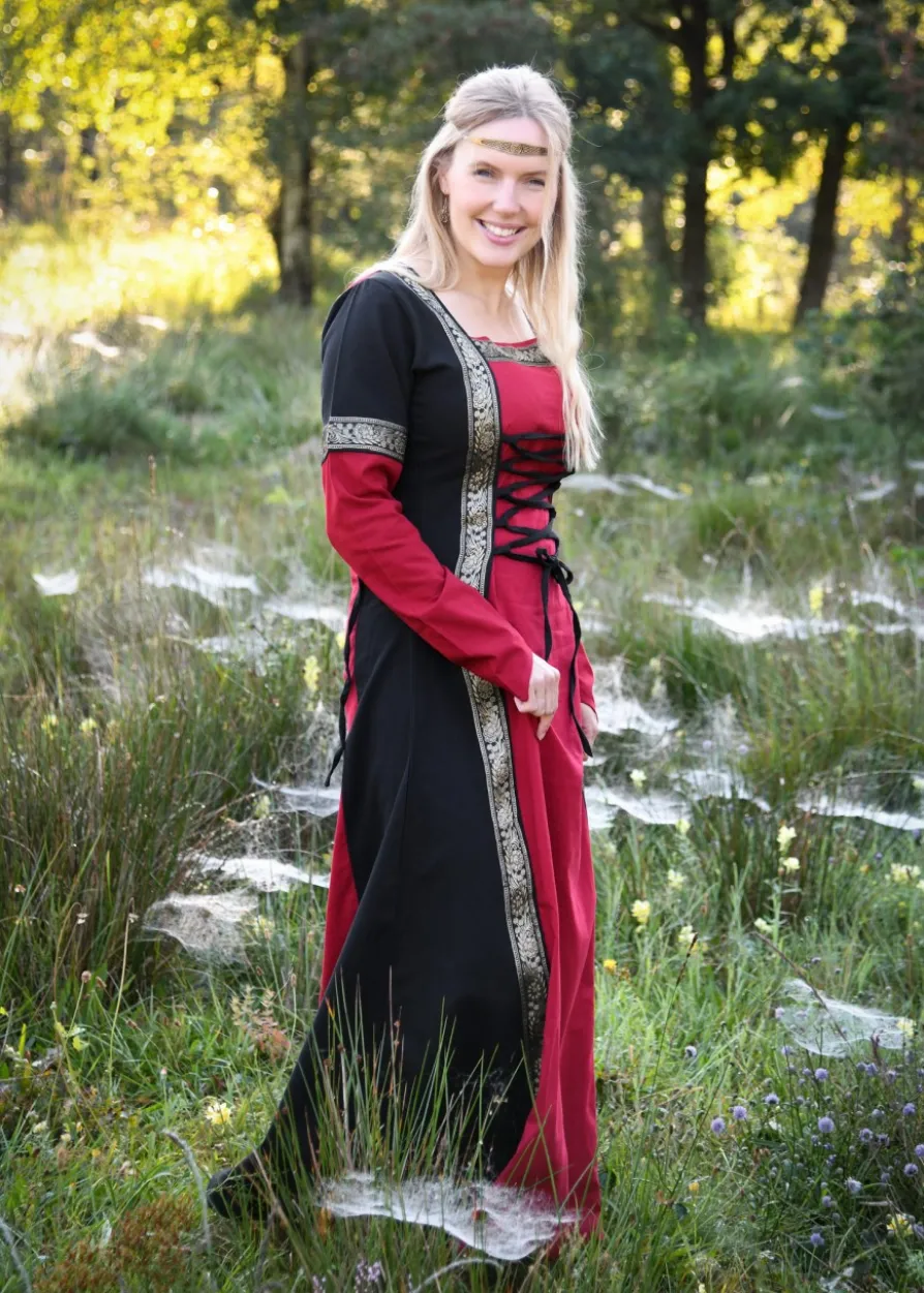 Mittelalterkleid Eleanor, rot/schwarz
