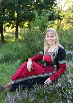 Mittelalterkleid Eleanor, rot/schwarz