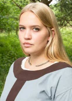 Mittelalterkleid Gudrun, blaugrau/braun