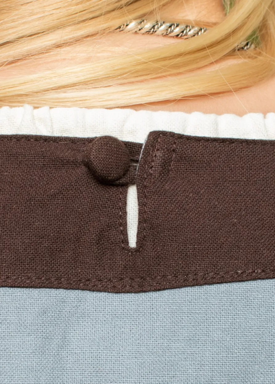 Mittelalterkleid Gudrun, blaugrau/braun