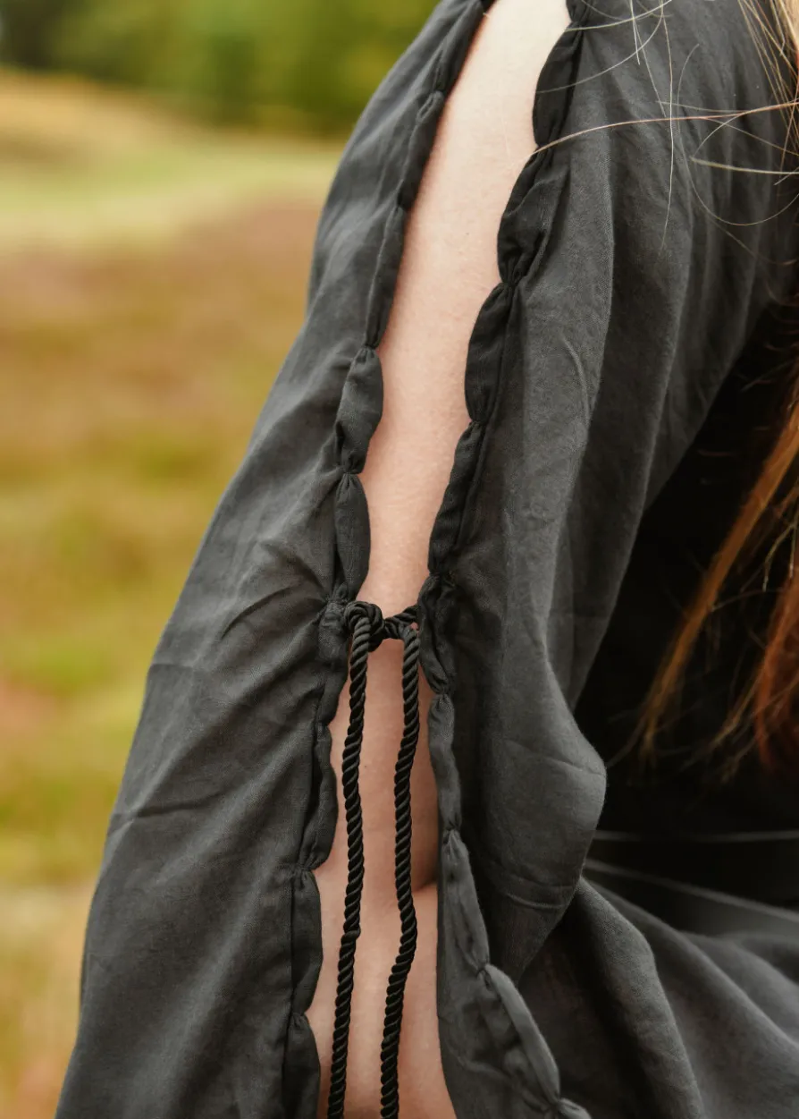 Mittelalter Kleid Ingrid mit Schnürung am Rücken, schwarz