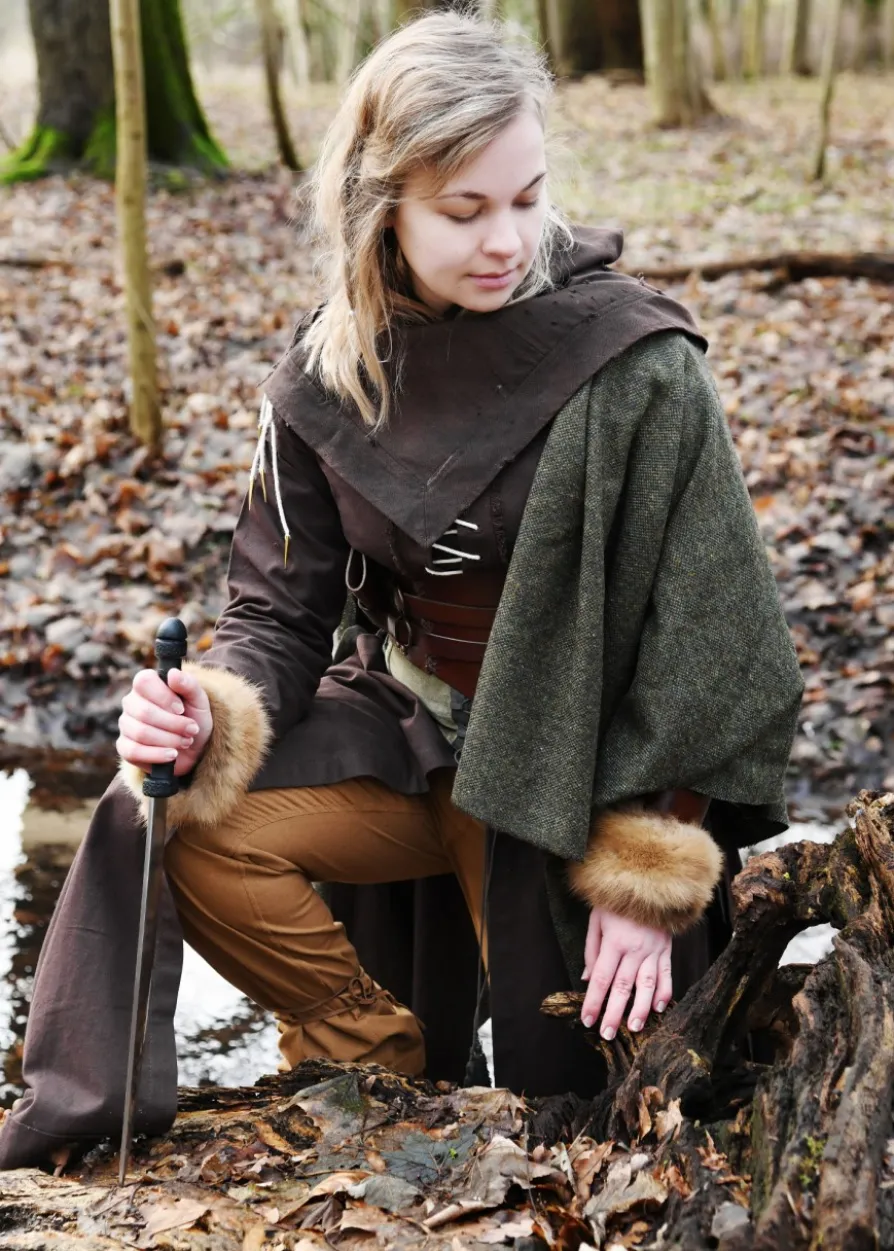 Mittelalterkleid Marit mit Schnürungen, braun