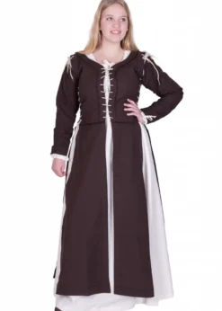 Mittelalterkleid Marit mit Schnürungen, braun
