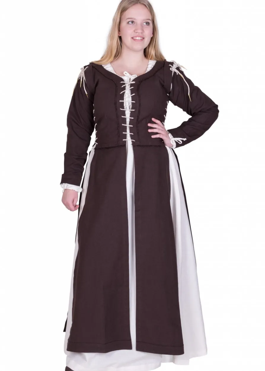 Mittelalterkleid Marit mit Schnürungen, braun