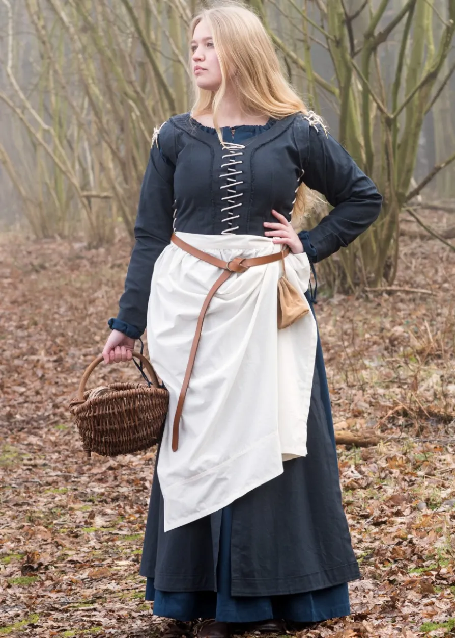 Mittelalterkleid Marit mit Schnürungen, dunkelblau