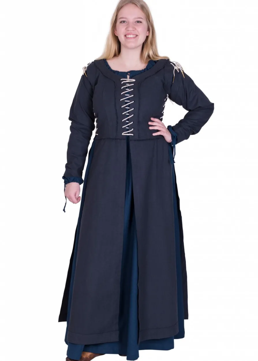 Mittelalterkleid Marit mit Schnürungen, dunkelblau