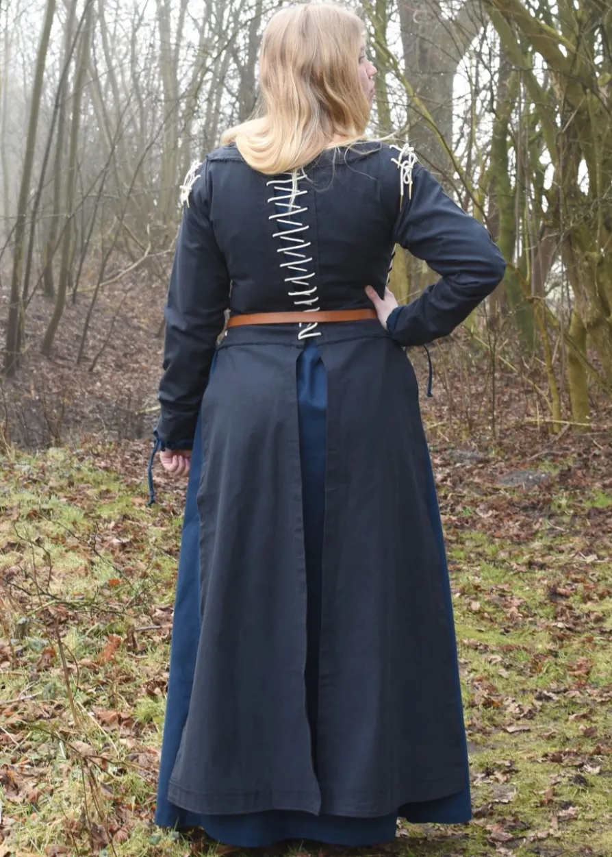 Mittelalterkleid Marit mit Schnürungen, dunkelblau