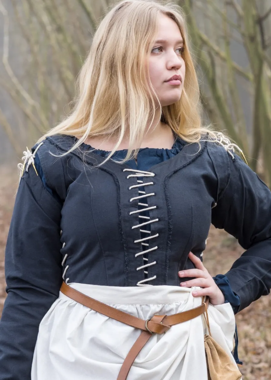 Mittelalterkleid Marit mit Schnürungen, dunkelblau