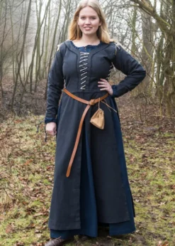 Mittelalterkleid Marit mit Schnürungen, dunkelblau