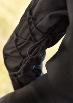 Mittelalterkleid Meira mit Samt-Details, schwarz, Kleid, Samtkleid