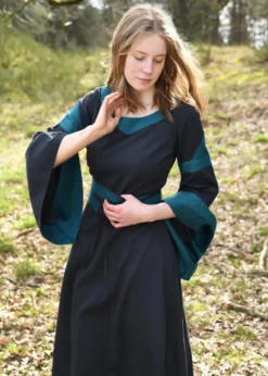 Mittelalterkleid mit Gürtel, Bliaut Konstanze, dunkelblau