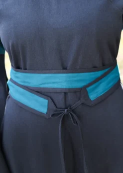 Mittelalterkleid mit Gürtel, Bliaut Konstanze, dunkelblau