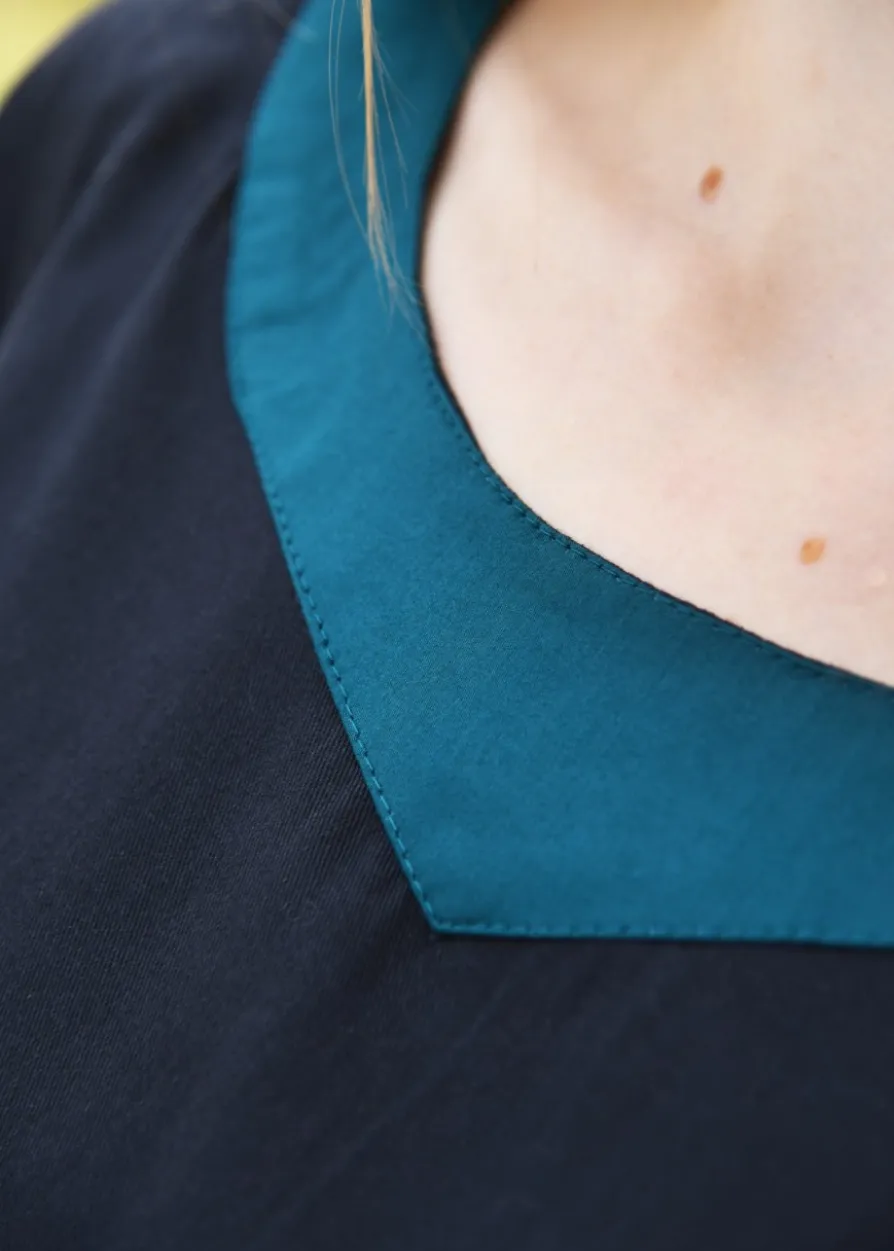 Mittelalterkleid mit Gürtel, Bliaut Konstanze, dunkelblau