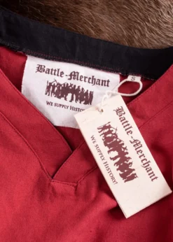 Mittelalterkleid mit Höllenfenstern, Bliaut Amal, rot/schwarz
