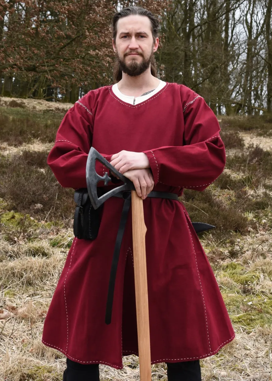 Mittelalter Kragelund Tunika Askur, langarm, weinrot