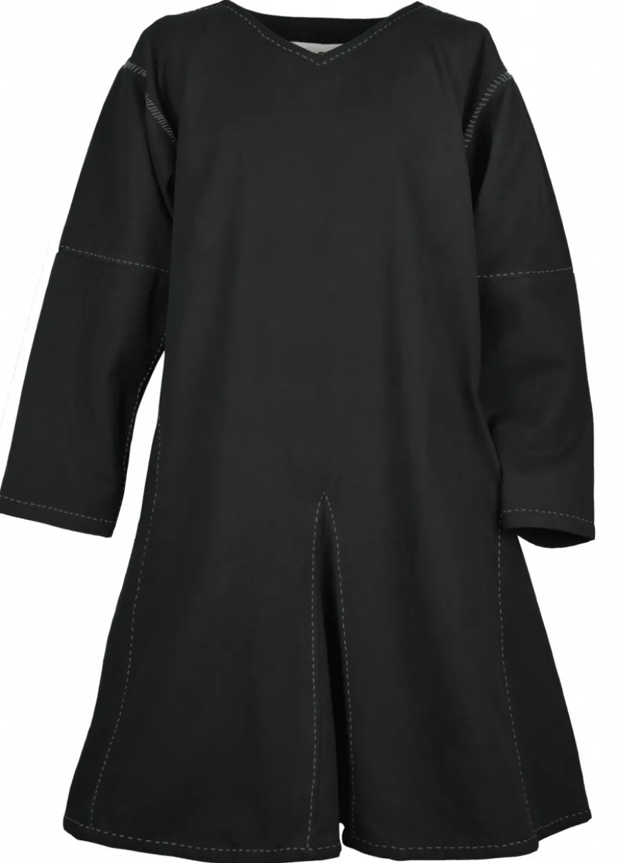 Mittelalter Kragelund Tunika Askur, langarm, schwarz