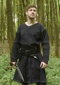 Mittelalter Kragelund Tunika Askur, langarm, schwarz