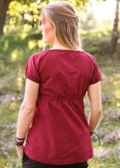 Mittelalter Kurzarm-Bluse Aren, weinrot