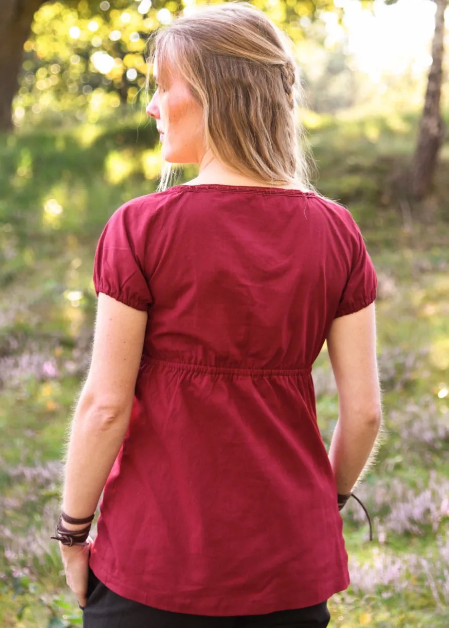 Mittelalter Kurzarm-Bluse Aren, weinrot