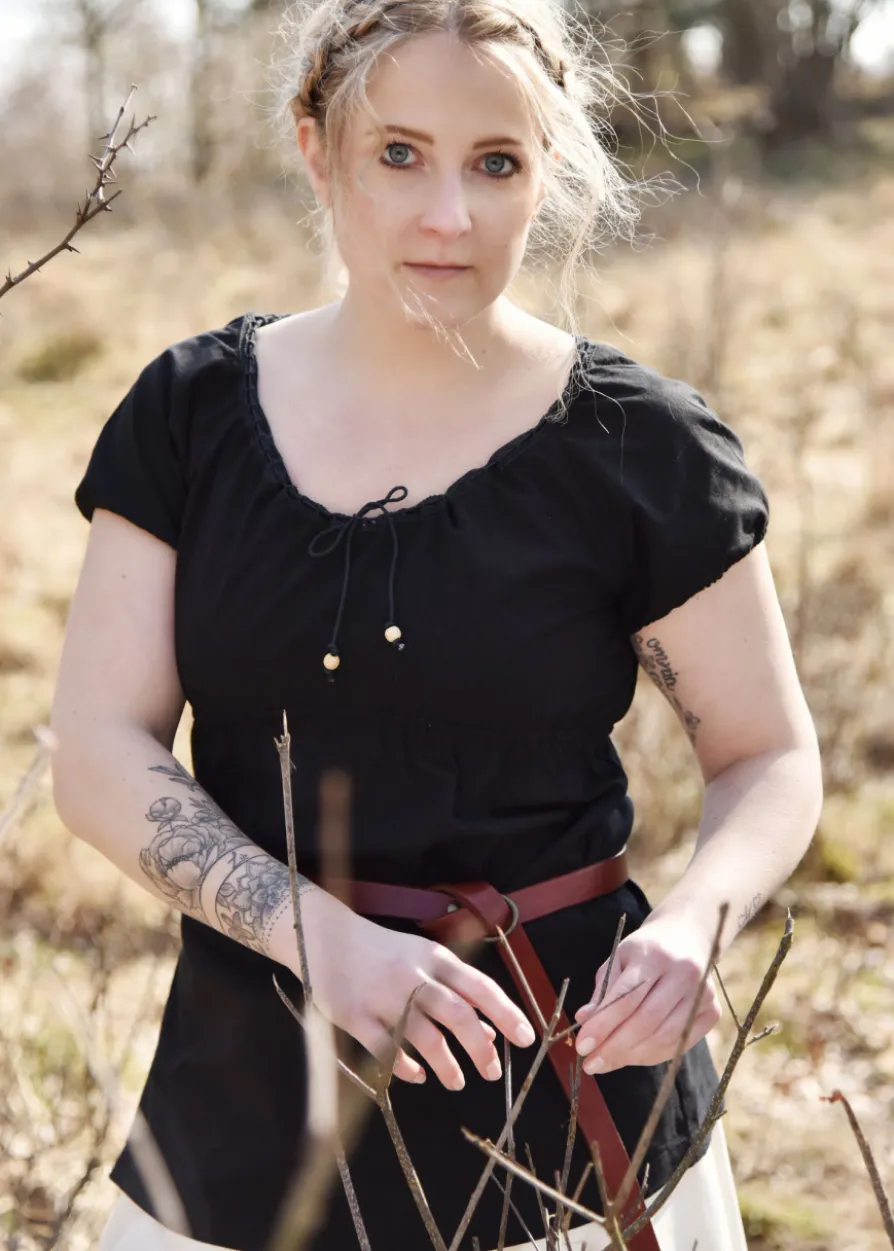 Mittelalter Kurzarm-Bluse Aren, schwarz