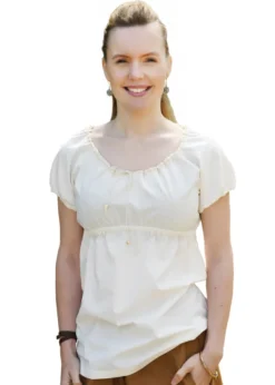 Mittelalter Kurzarm-Bluse Aren, natur