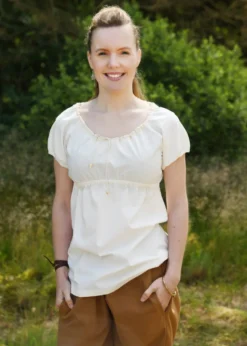 Mittelalter Kurzarm-Bluse Aren, natur