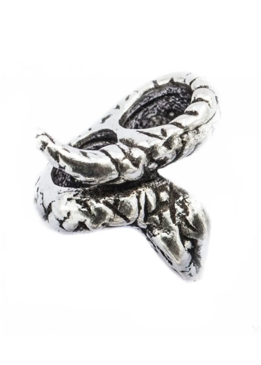 Mittelalterliche Bartperle / Haarperle mit Schlange aus Silber