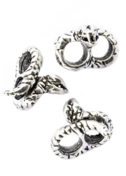 Mittelalterliche Bartperle / Haarperle mit Schlange aus Silber