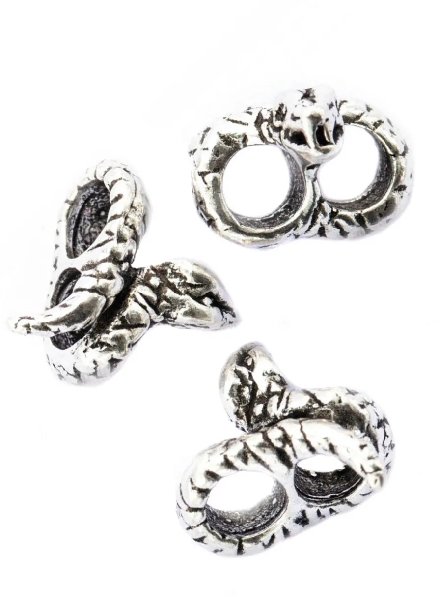 Mittelalterliche Bartperle / Haarperle mit Schlange aus Silber