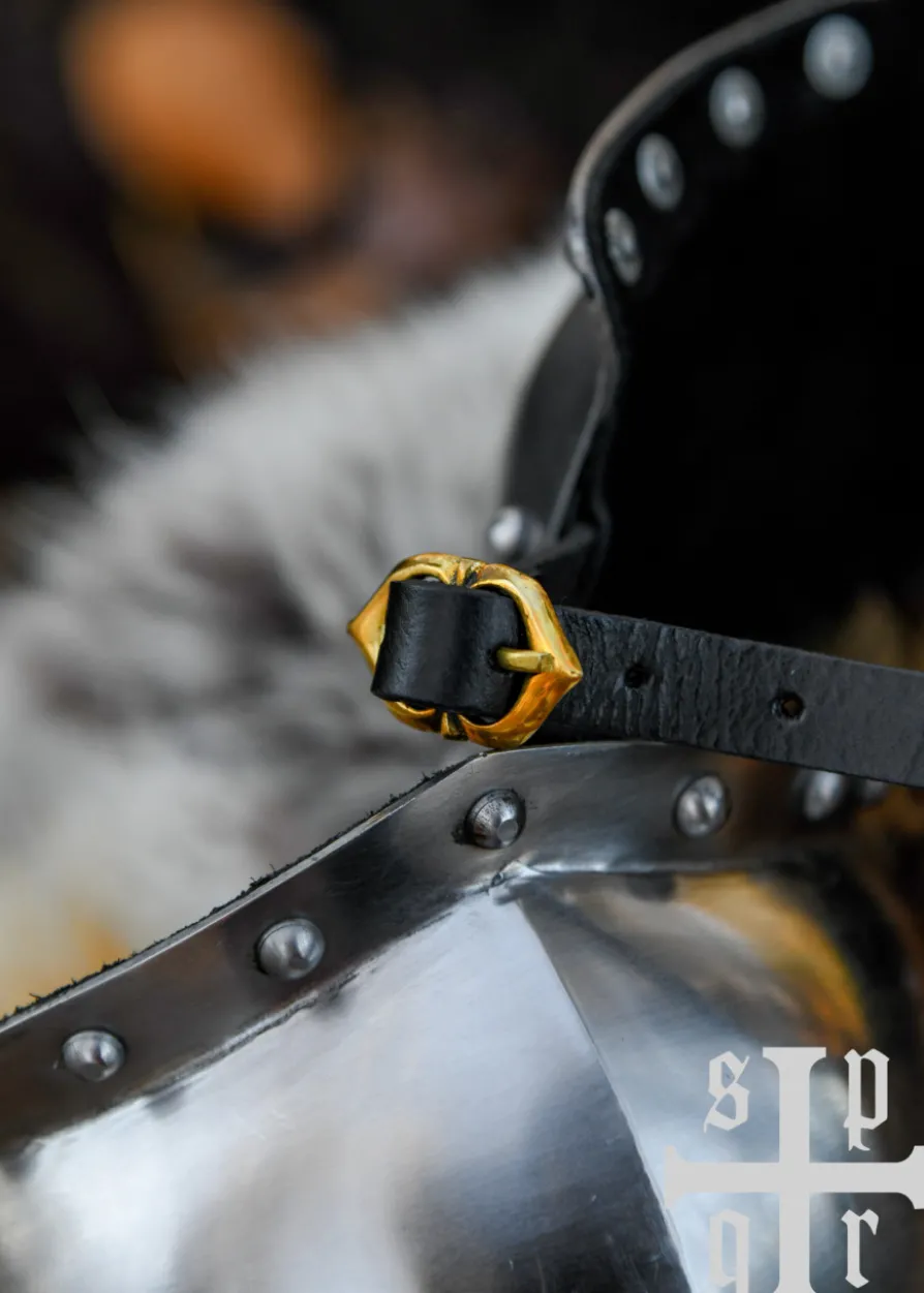 Mittelalterliche Kniekacheln, Paar, 2 mm Stahl, 15. Jahrhundert