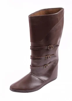 Mittelalterliche Schnallenstiefel, dunkelbraun