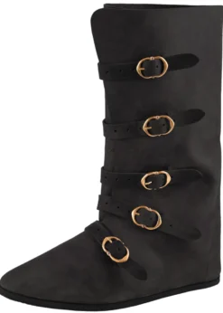 Mittelalterliche Stiefel mit Schnallen, schwarz